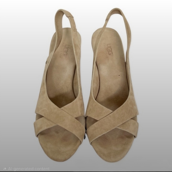 UGG Shoes - UGG Suede Wedge Sandals - Tan
